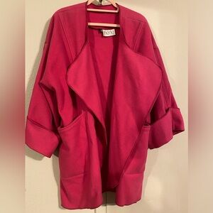 Vintage Merle Chicago 100% Wool Hot Pink Sweater Cardigan Coat